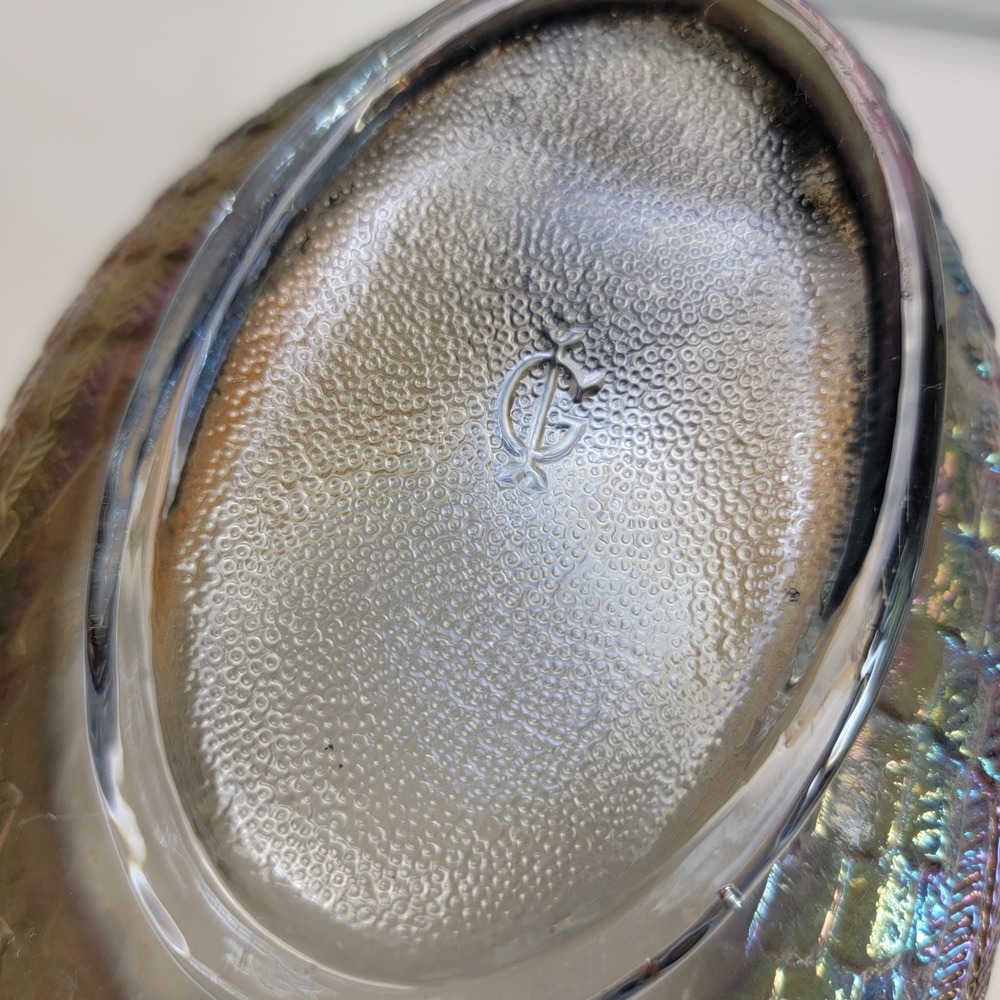 Imperial Glass Smoke Carnival Glass Swan Dish Figurine Iridescent IG Mark - Picture 11 of 15